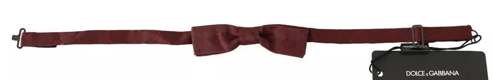 Papillon regolabile in faille floreale in seta bordeaux
