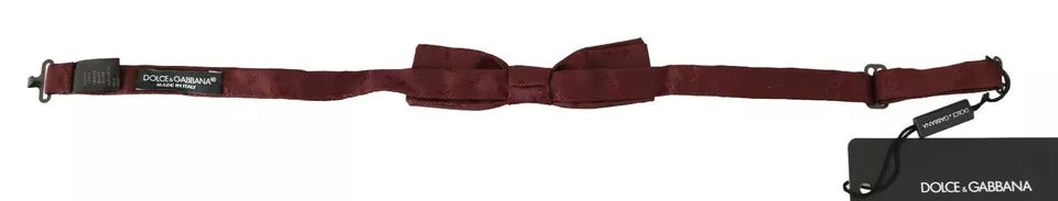 Papillon regolabile in faille floreale in seta bordeaux