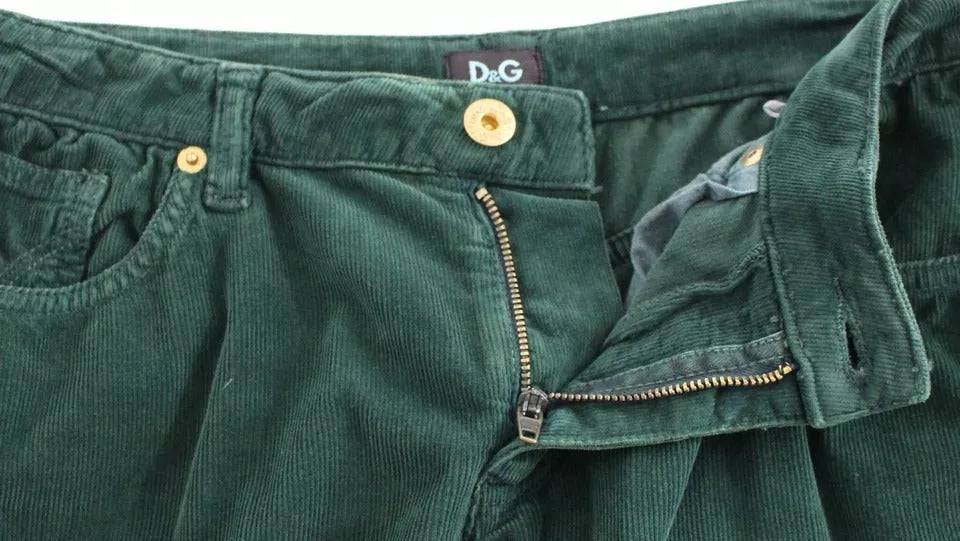 Grüne Slimmy-Fit-Cordhose aus Baumwolle von D&amp;G