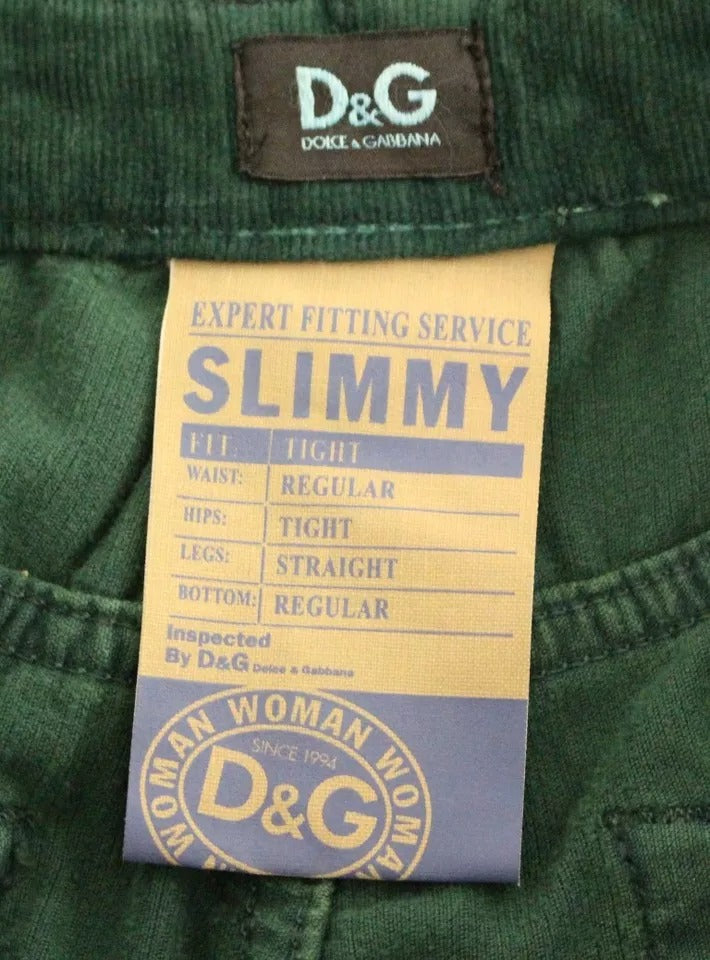 Grüne Slimmy-Fit-Cordhose aus Baumwolle von D&amp;G