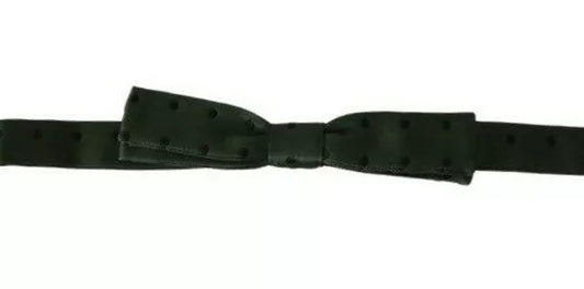 Cravatta a farfalla da uomo con pois in seta verde
