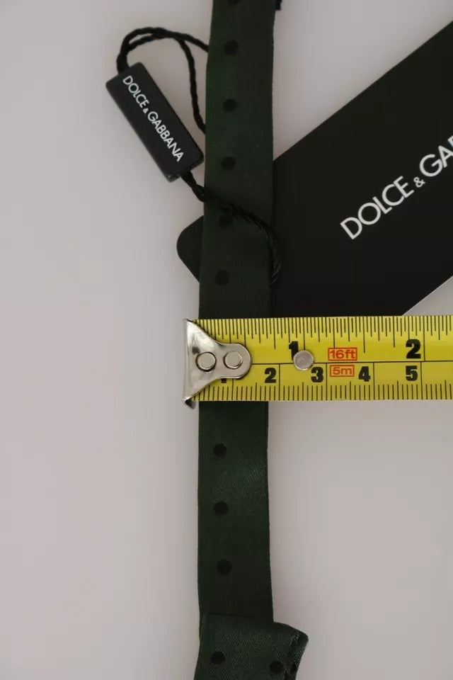 Cravatta a farfalla da uomo con pois in seta verde