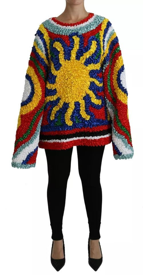 Maglione con camicetta e volant multicolore a forma di sole
