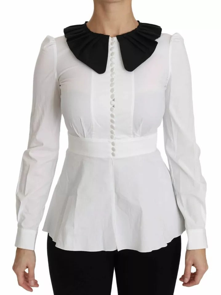 Nero Bianco Bottoni decorativi Top Camicia Camicetta