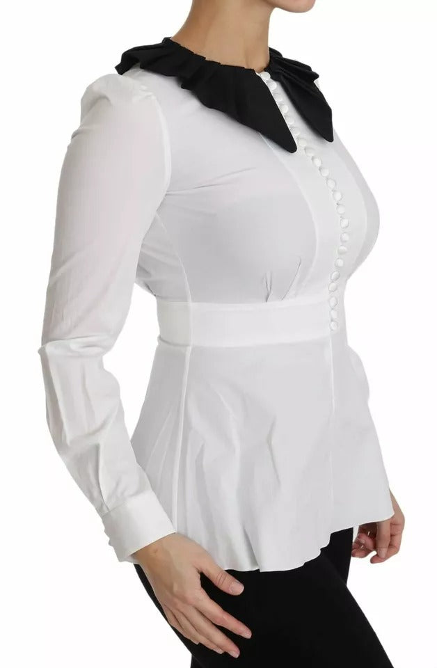 Nero Bianco Bottoni decorativi Top Camicia Camicetta