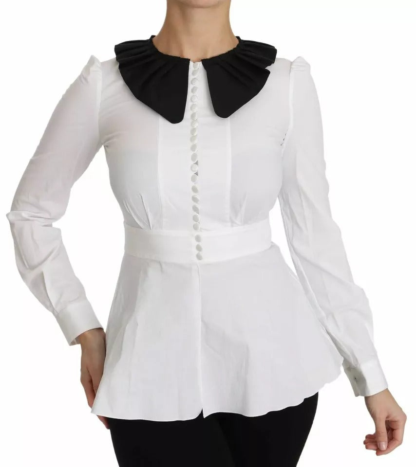 Nero Bianco Bottoni decorativi Top Camicia Camicetta