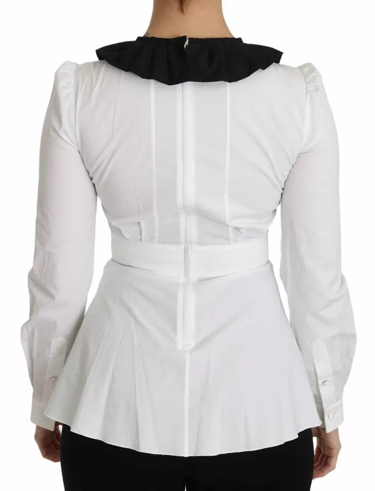 Nero Bianco Bottoni decorativi Top Camicia Camicetta
