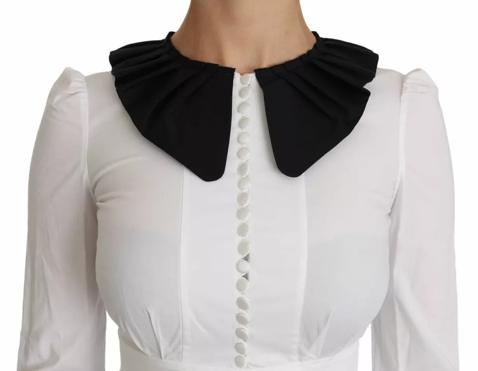 Nero Bianco Bottoni decorativi Top Camicia Camicetta