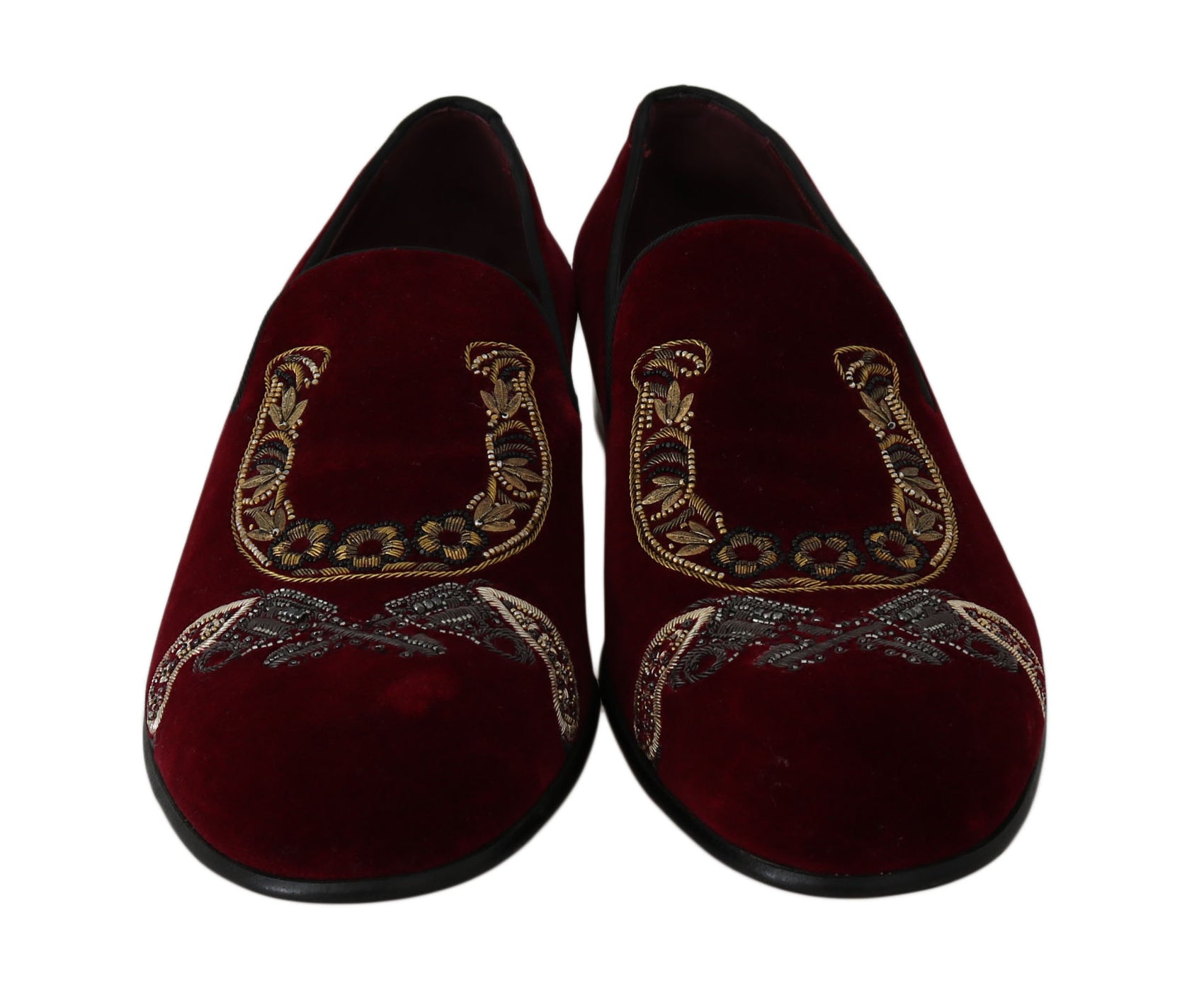 Mocassini da uomo in velluto bordeaux con paillettes