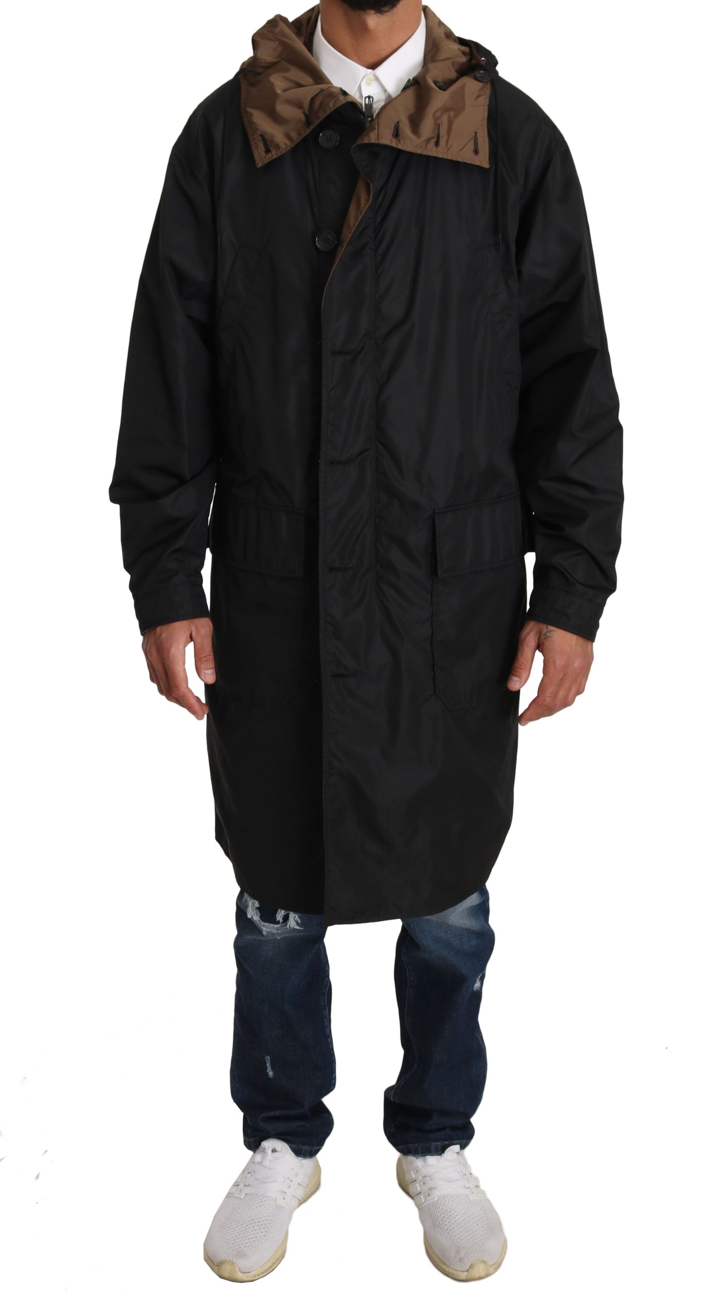 Elegant Reversible Hooded Raincoat