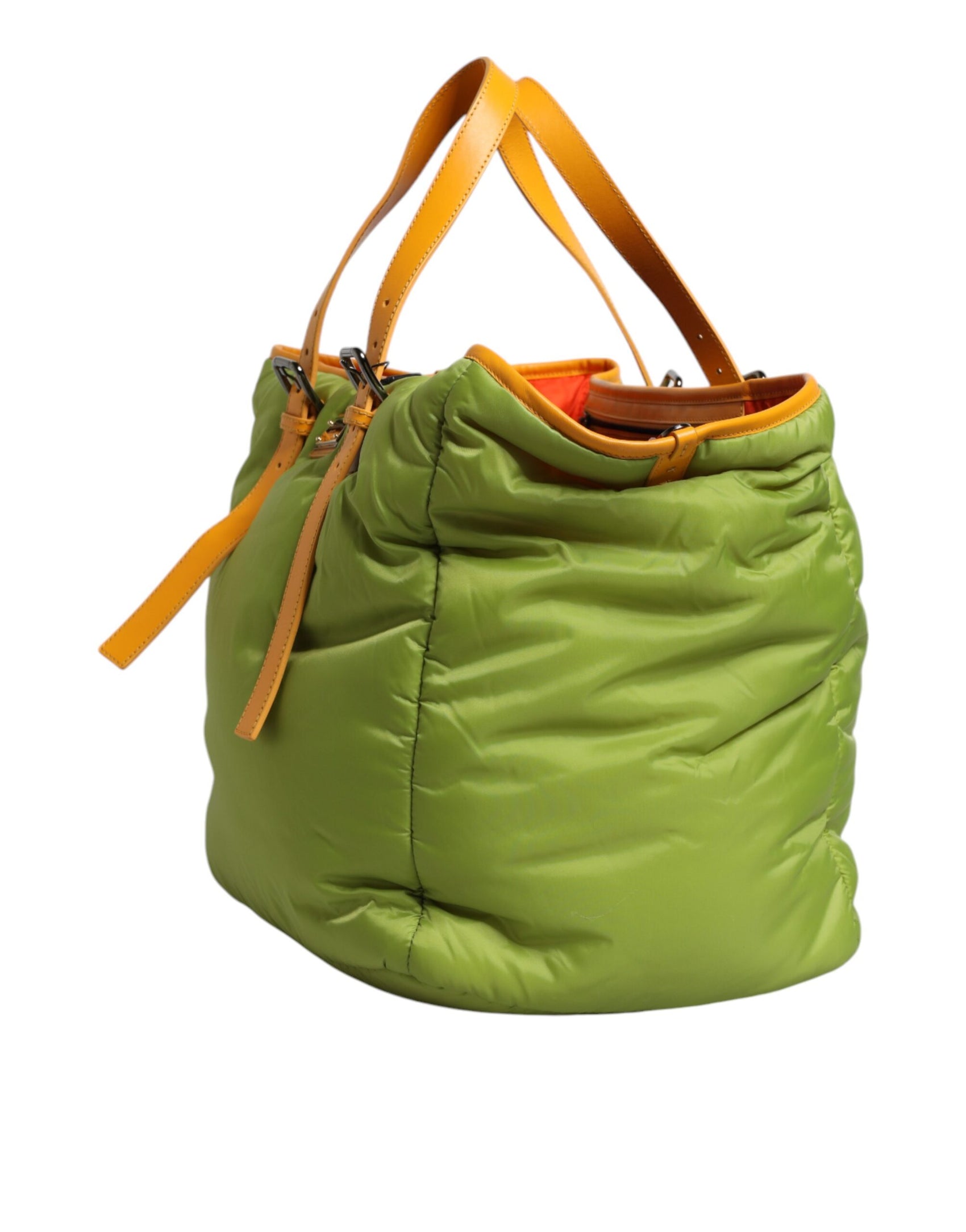 Grüne, gepolsterte Umhängetasche aus Nylon mit Logo-Schild