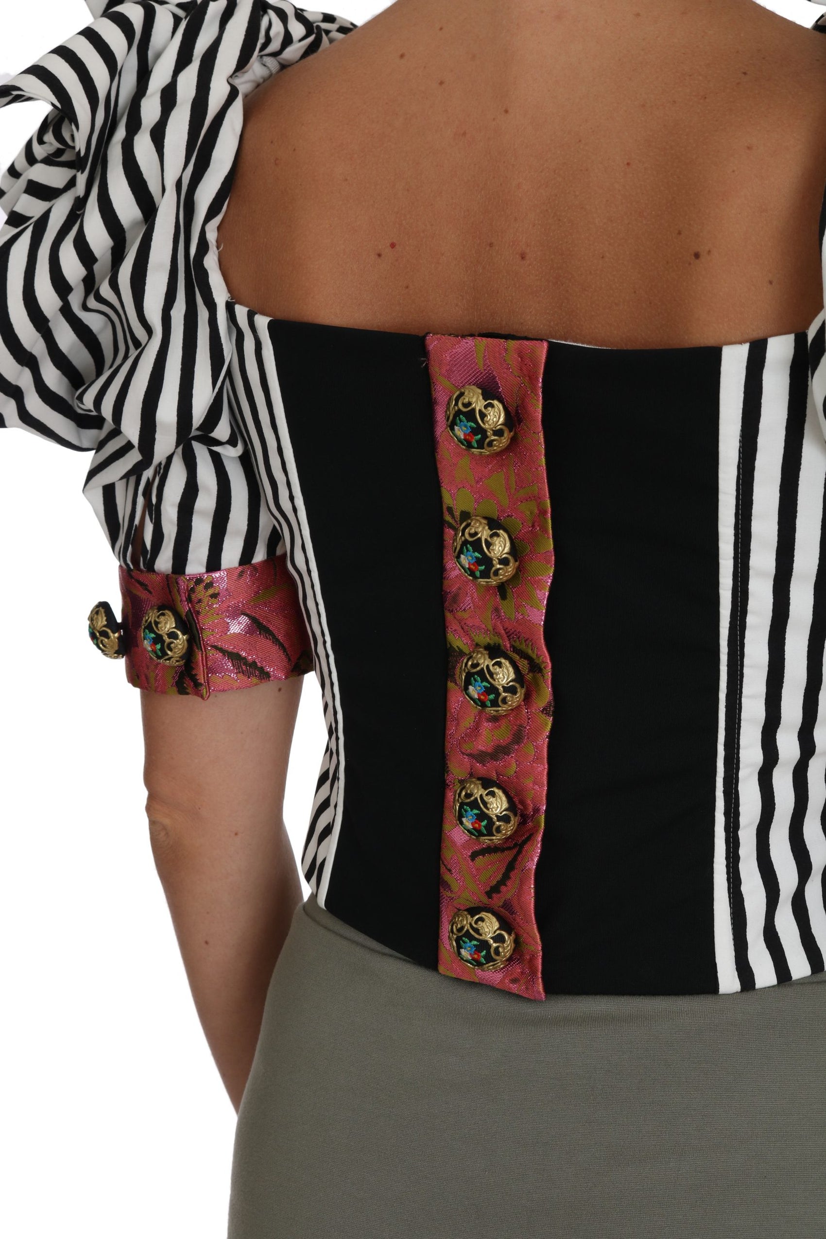 Elegantes kurzes Korsagen-Top mit Kristallknöpfen