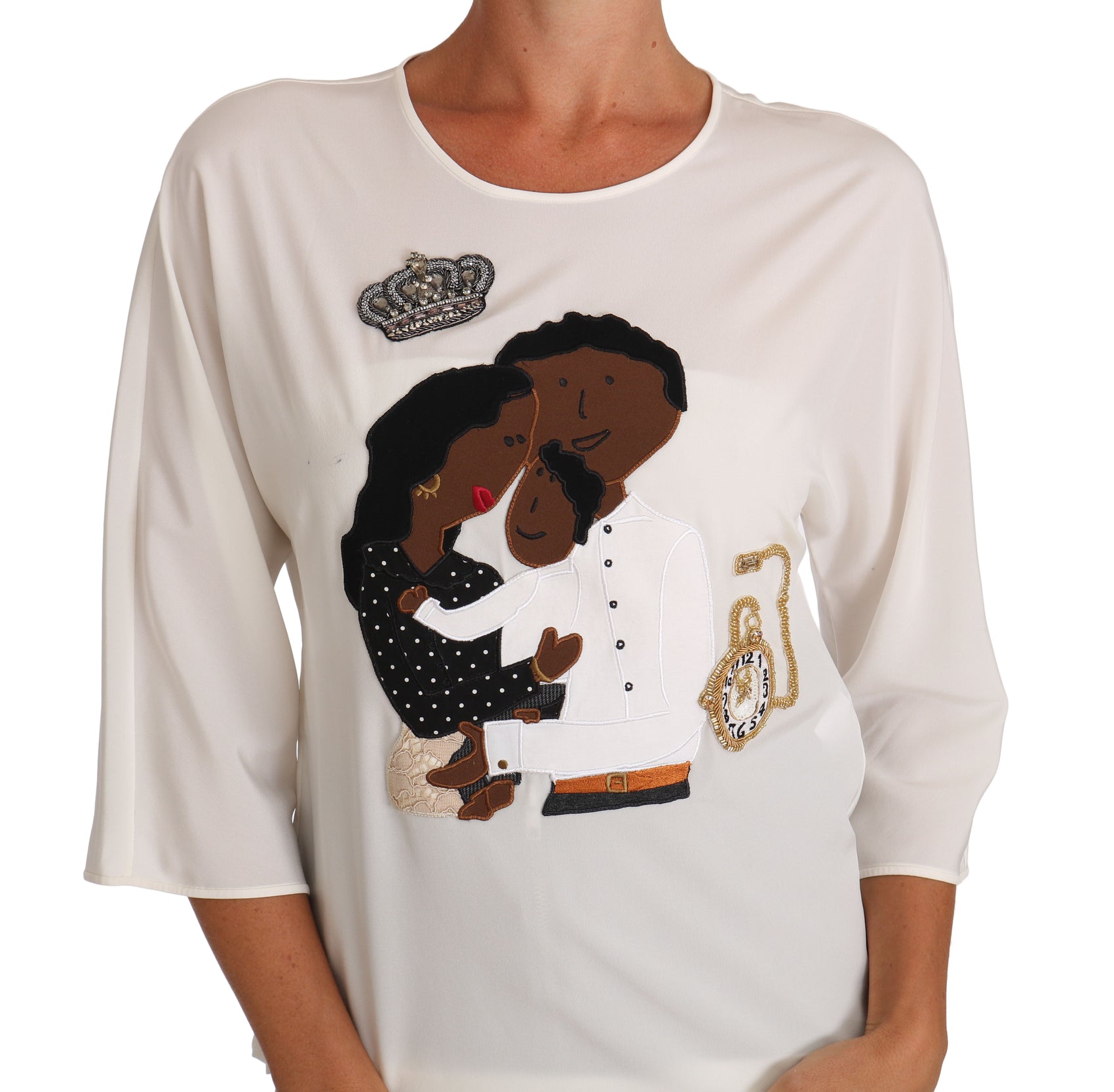 Elegante Bluse mit Rundhalsausschnitt aus Seidenmischung