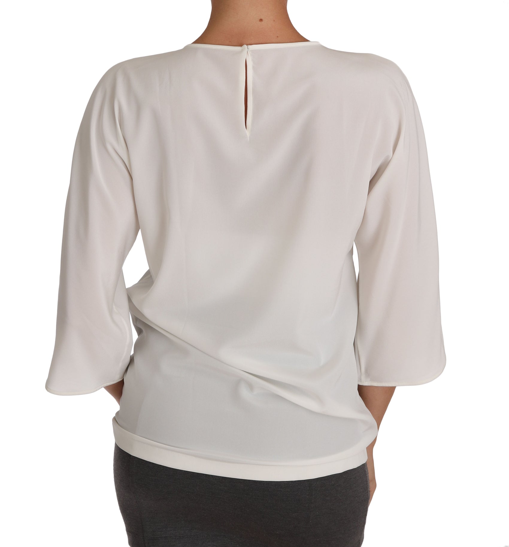 Elegante Bluse mit Rundhalsausschnitt aus Seidenmischung