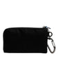 Black Nylon Logo Plaque Keyring Pouch Clutch Bag