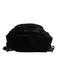 Black Nylon Logo Plaque Travel School Backpack Bag