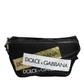 Black Nylon Logo Tape Belt Waist Fanny Pack Bag