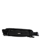 Black Polyester Logo Plaque Belt Waist Men Fanny Pack Bag