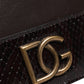 Portafoglio porta carte con tracolla e logo DG in pelle marrone