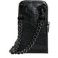 Black Leather Purse Crossbody Chain Sling Phone Bag