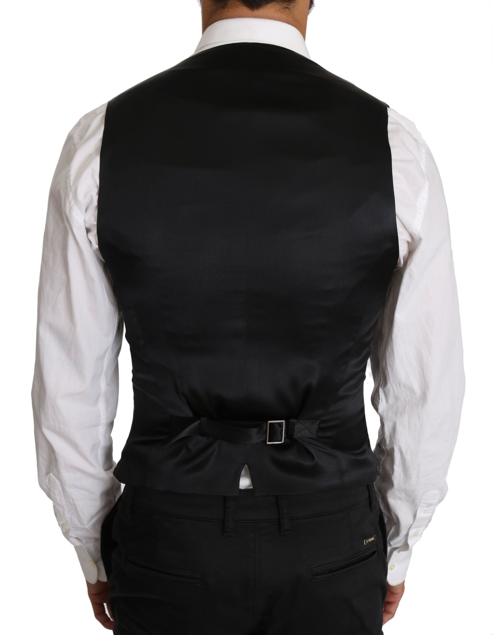 Elegante, zweireihige Slim Fit-Wollweste