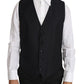 Elegant Gray Slim-Fit Wool-Silk Vest