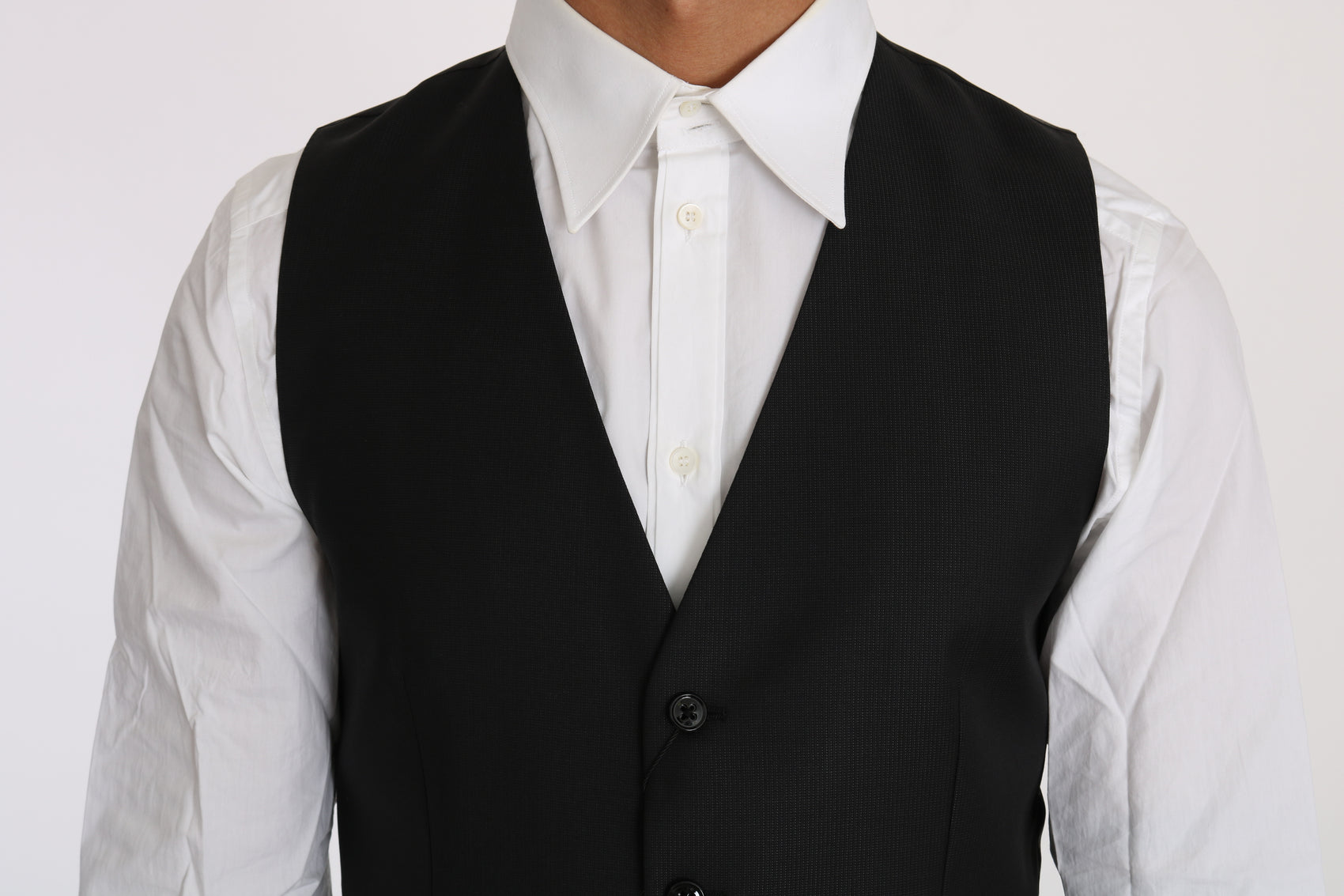 Elegante schwarze Weste aus Wolle und Seide