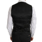 Sleek Black Wool-Silk Formal Vest