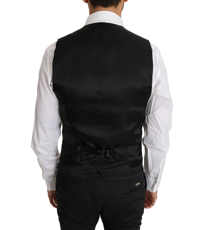 Elegante schwarze Weste aus Wolle und Seide