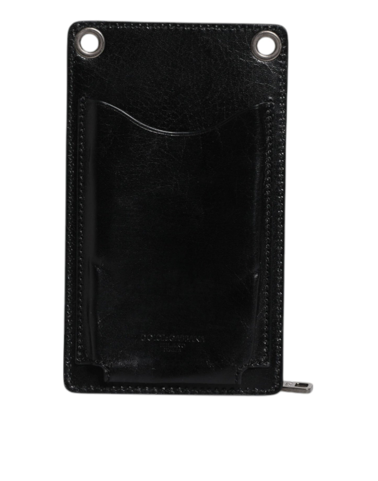 Black Horse Leather Zip Logo Shoulder Neck Strap Wallet