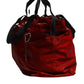 Red Nylon Calfskin Hand Shoulder Duffel Bag