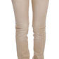 Beige Cotton Stretch Slim Fit Jeans