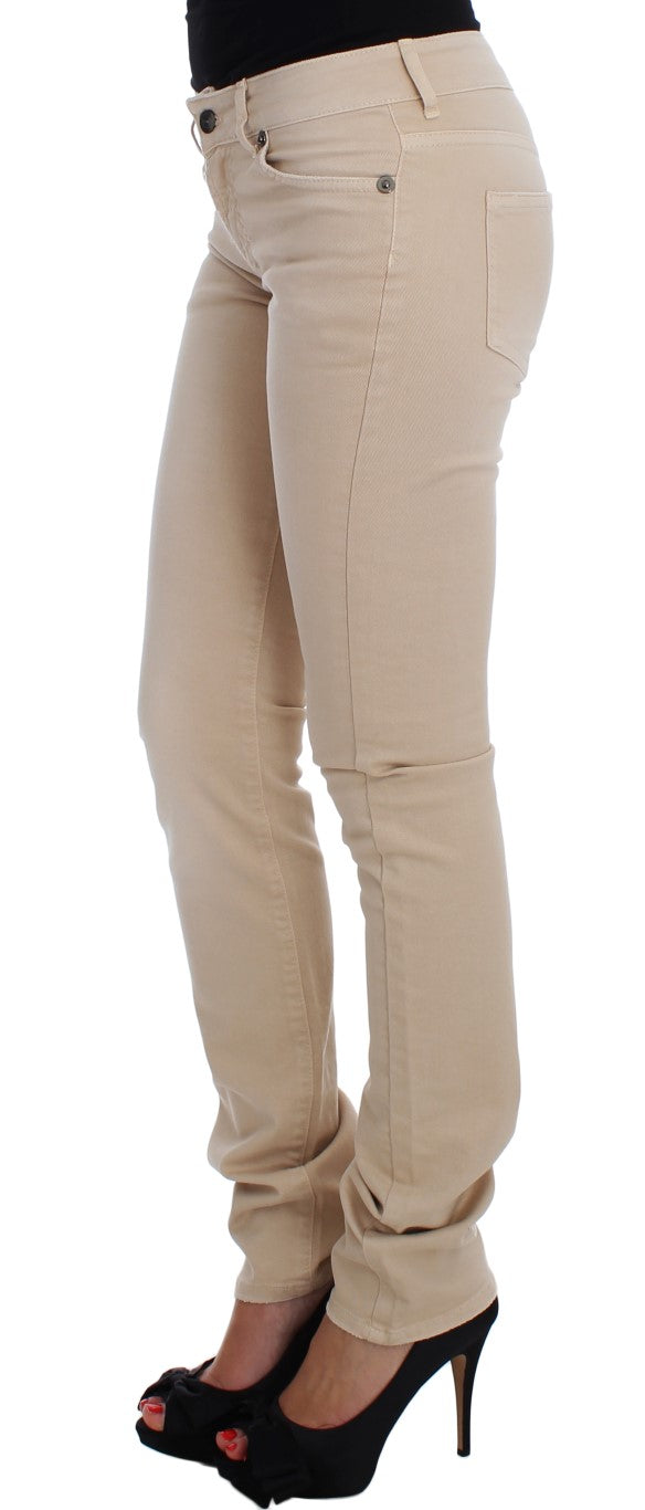 Beige Slim Fit Jeans aus Baumwollstretch