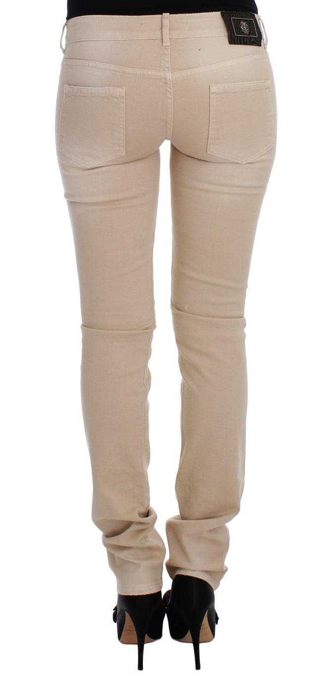 Beige Slim Fit Jeans aus Baumwollstretch