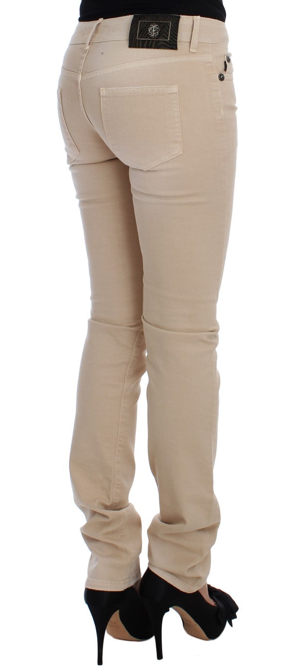 Beige Slim Fit Jeans aus Baumwollstretch