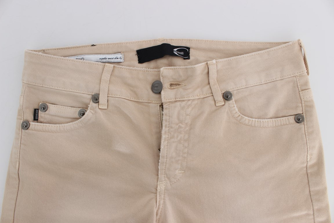 Beige Slim Fit Jeans aus Baumwollstretch