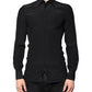 Dolce & Gabbana Black Silk Long Sleeves GOLD Dress Shirt