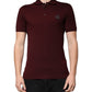 Kastanienbraunes Polo-T-Shirt mit Kragen und kurzen Ärmeln