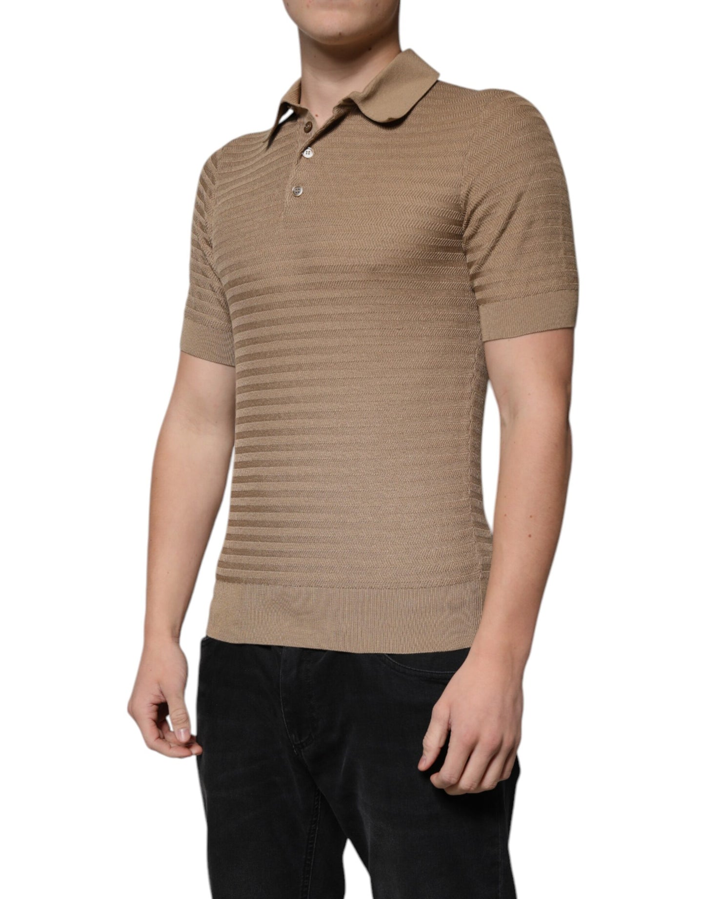 Polo a maniche corte con colletto marrone