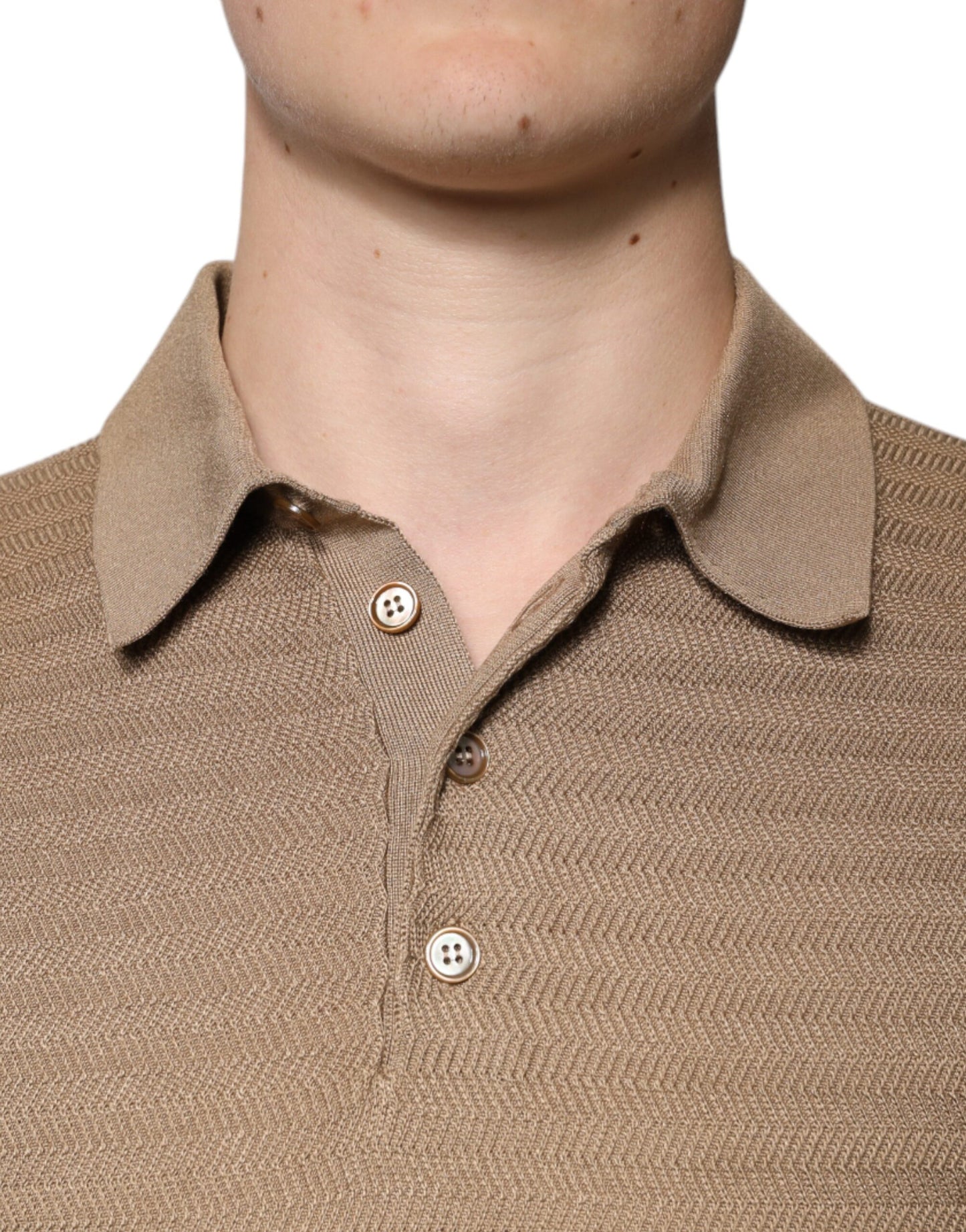 Polo a maniche corte con colletto marrone