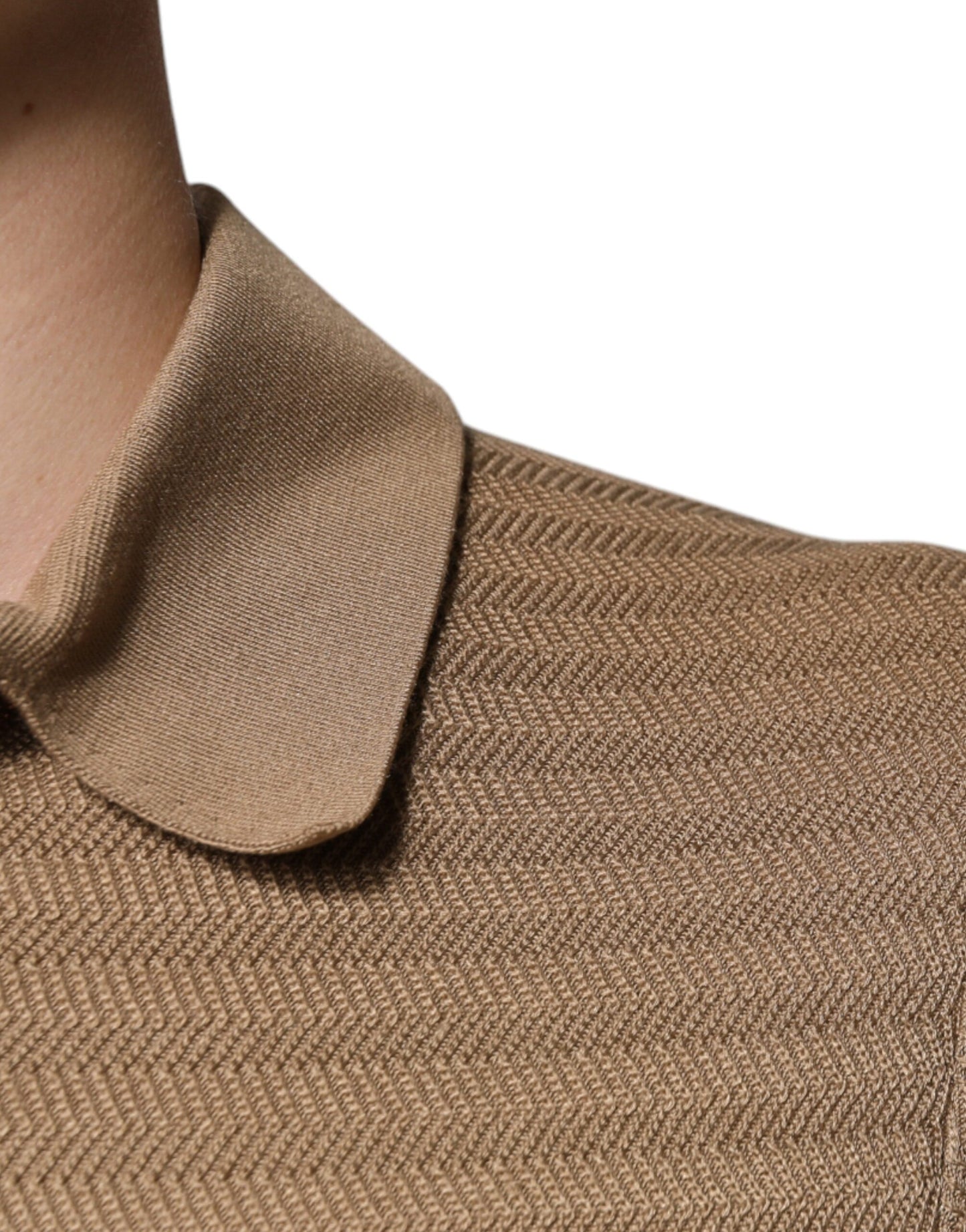 Polo a maniche corte con colletto marrone