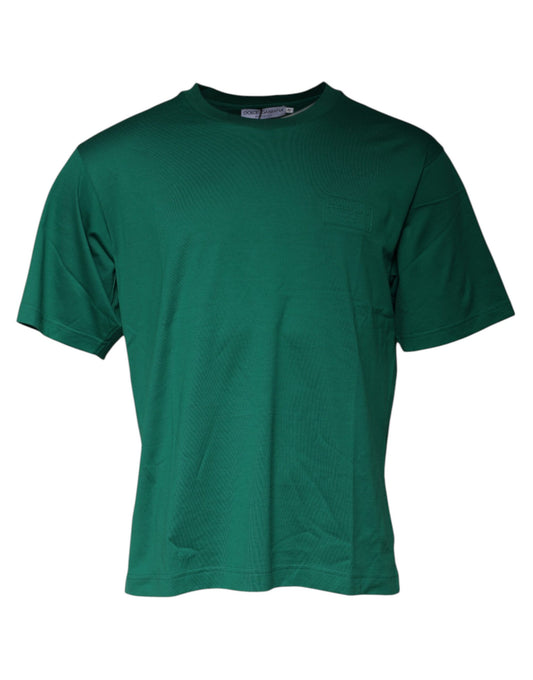 Grünes T-Shirt mit Rundhalsausschnitt und kurzen Ärmeln und Logo