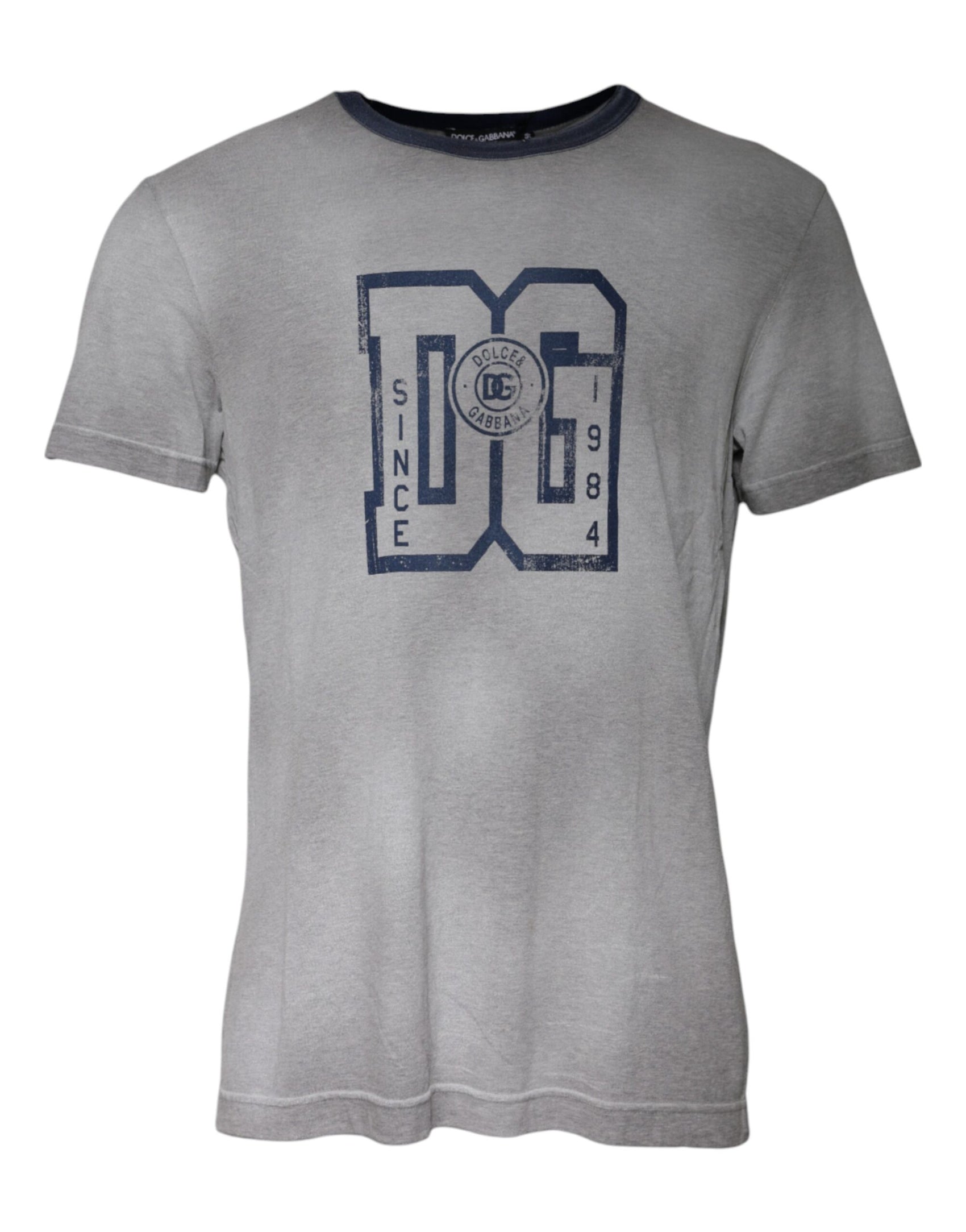 Graues Baumwoll-T-Shirt mit Rundhalsausschnitt und Logo-Print