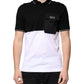 Schwarz-weißes Polo-T-Shirt aus Baumwolle mit kurzen Ärmeln