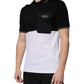 Schwarz-weißes Polo-T-Shirt aus Baumwolle mit kurzen Ärmeln