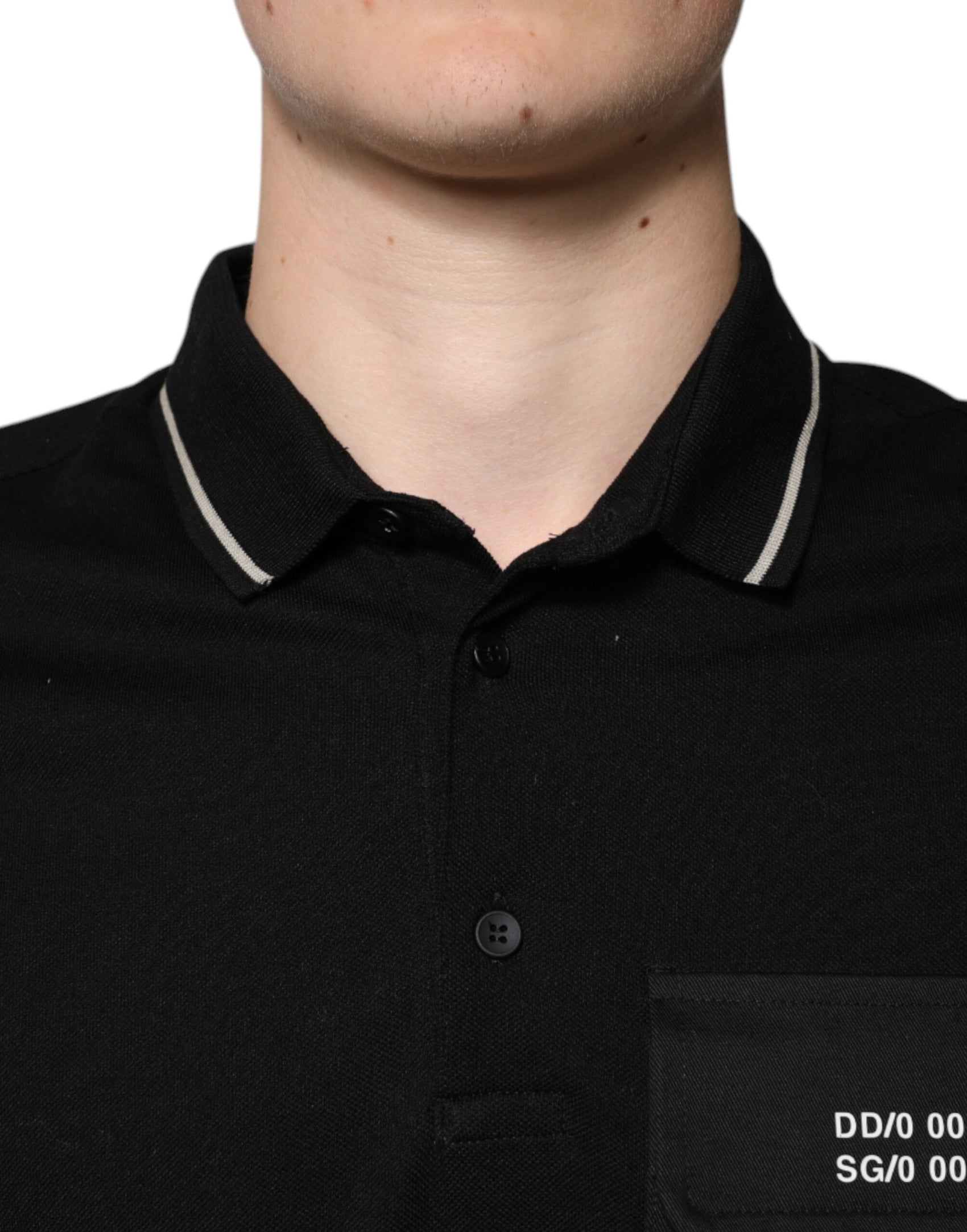 Polo a maniche corte in cotone bianco e nero