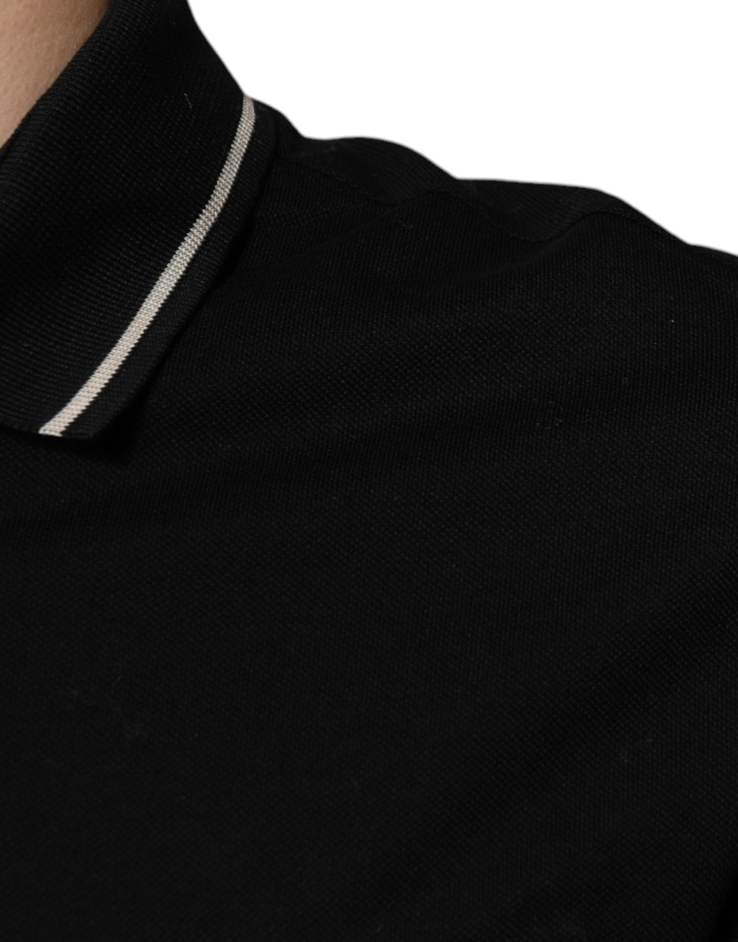 Schwarz-weißes Polo-T-Shirt aus Baumwolle mit kurzen Ärmeln