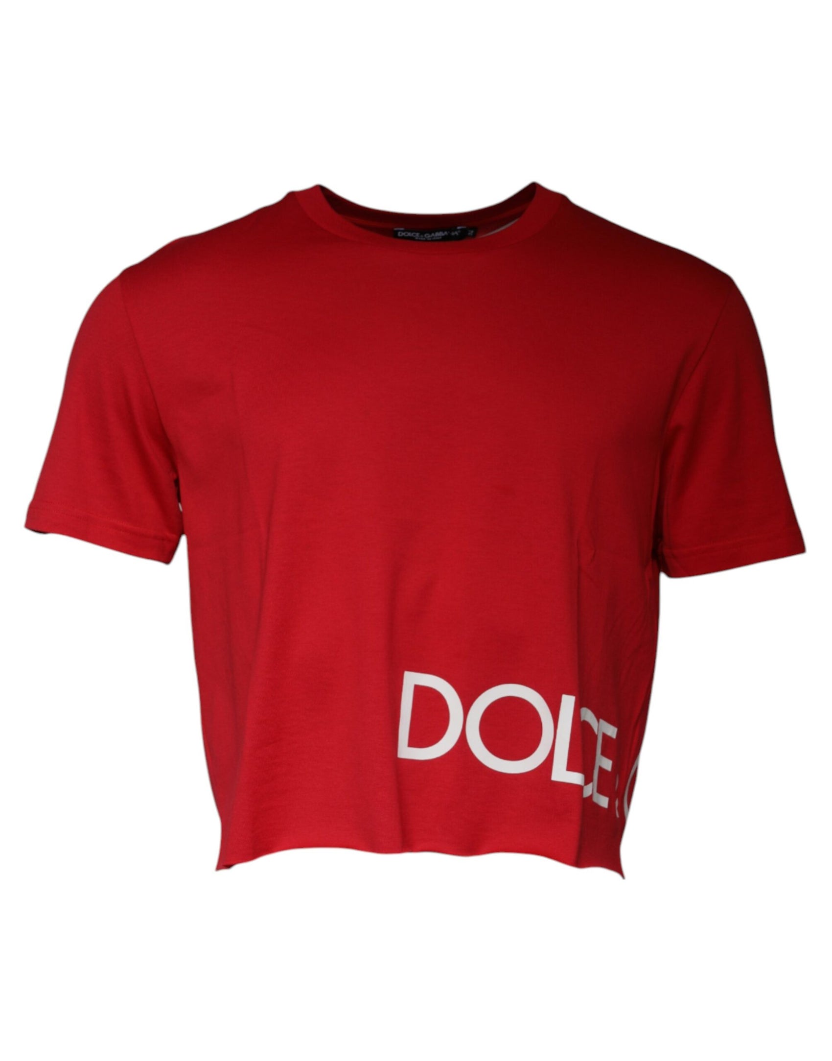 Rotes, kurzes T-Shirt mit Rundhalsausschnitt und Logo-Print