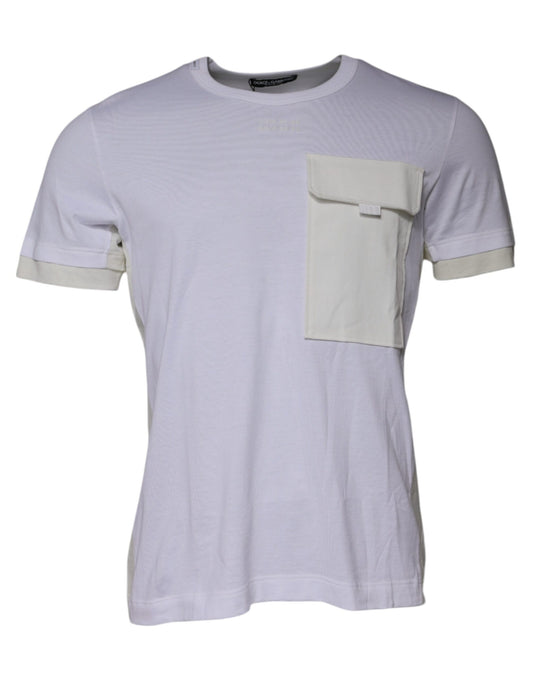 Weißes T-Shirt aus Baumwolle mit Rundhalsausschnitt und kurzen Ärmeln