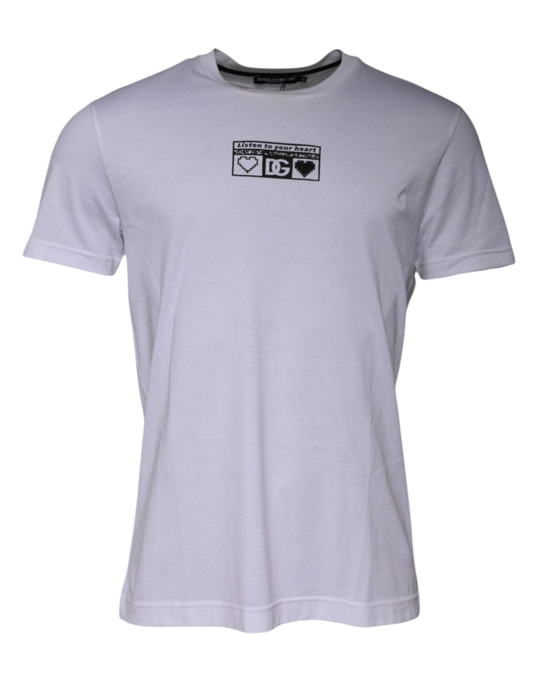 Weißes Baumwoll-T-Shirt mit Rundhalsausschnitt und Logo-Print